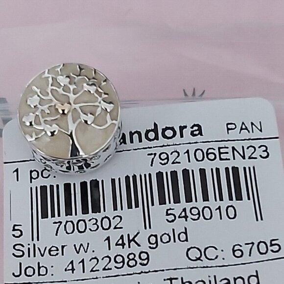 Authentic Pandora *RETIRED* Sterling Silver & 14K Gold Tree of Hearts 792106EN23 - Picture 7 of 7